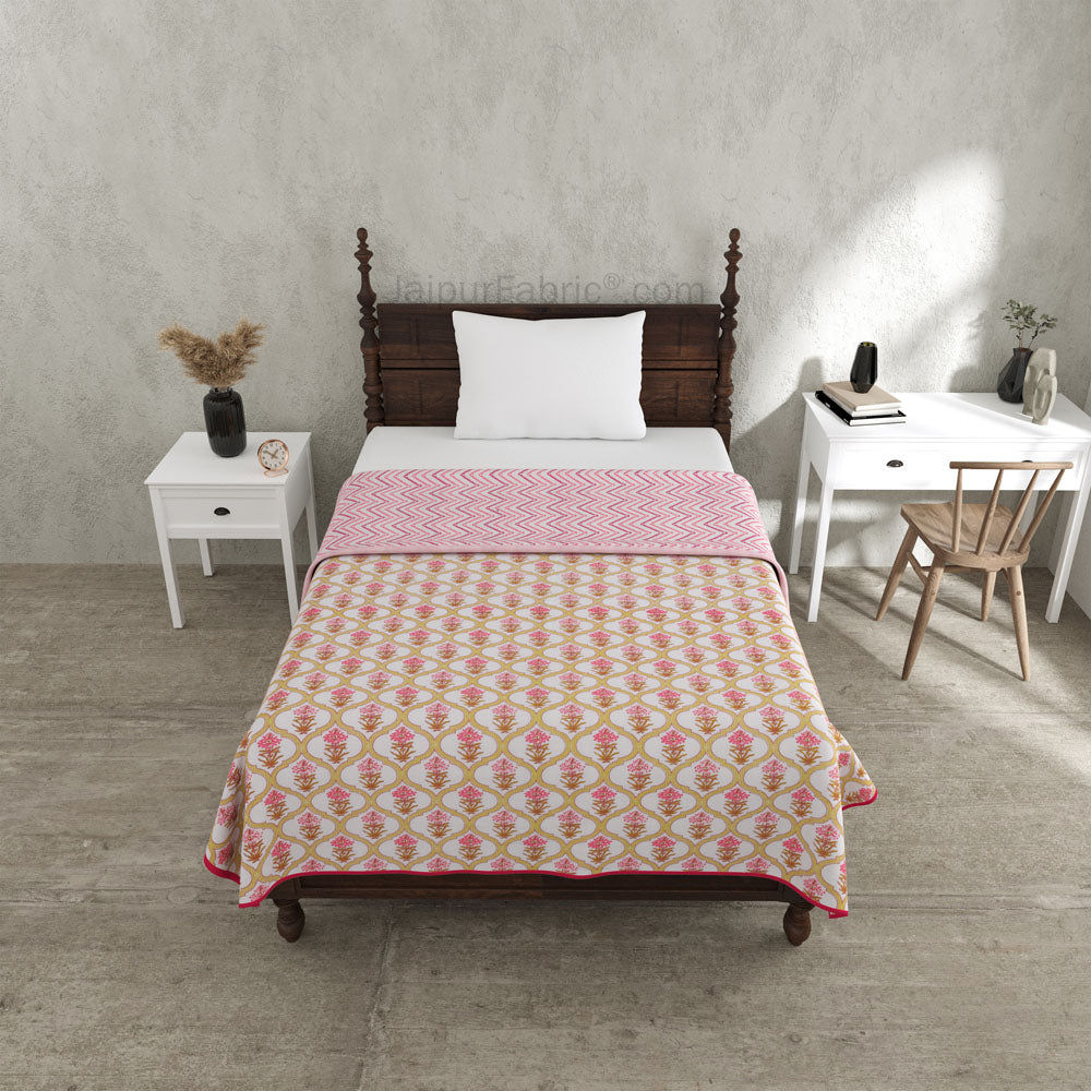 Jaal Darbar Pink Single Bed Dohar Blanket